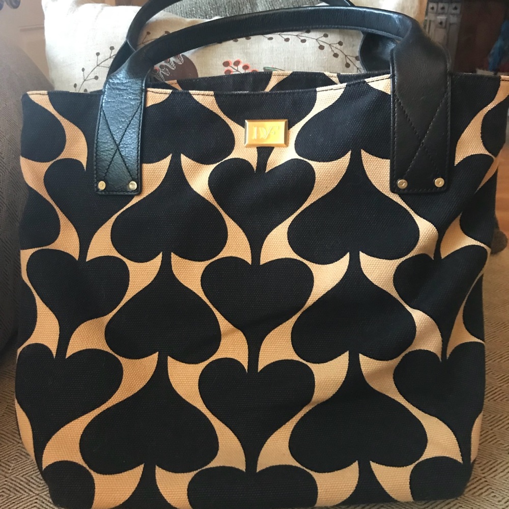 DVF large canvas and leather tote